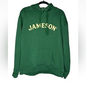 JAMESON Hoodie Sweatshirt Mens Irish Whiskey Green Pullover Large L Lined Hood